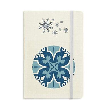 Imagem de Marrocos Caderno decorativo floral azul Ilustração Grosso Diário Flocos de Neve Inverno