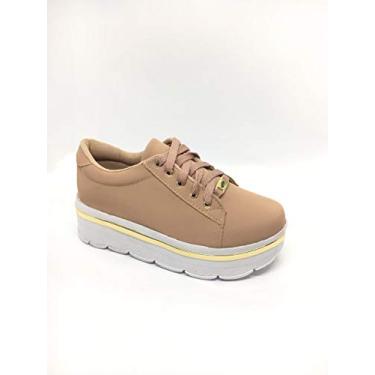 Imagem de Tênis Nobuck sola alta - Uzze Sapatos (36, Nude)