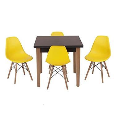 Imagem de Conjunto Mesa de Jantar Luiza 80cm Preta com 4 Cadeiras Eames Eiffel - Amarelo