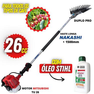 Imagem de Derriçadeira Profissional Nakashi Com Motor Mitsubishi TU26 e Mãozinha de Garra Dupla I...