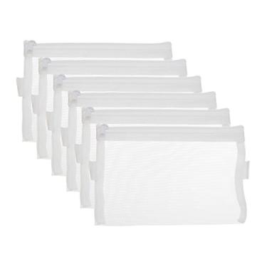 Imagem de HYFAN Bolsa de arquivos com zíper respirável transparente de malha para documentos de bolso para material escolar de escritório (branco, tamanho A5, pacote com 6)