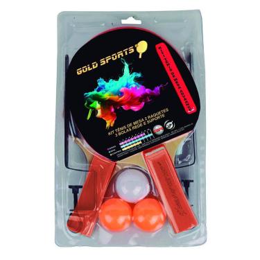 Imagem de Kit tênis de Mesa Gold Sports Advance - 2 raques 3 bolas rede e suporte