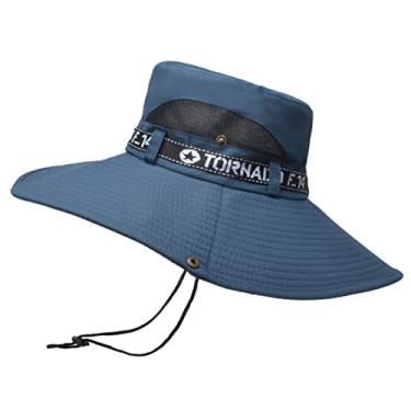 Imagem de Chapéu de sol para homens e mulheres, chapéu de pesca UPF50+, chapéus de caçamba de proteção solar chapéu Safari de aba larga, chapéu Boonie para caminhadas na praia, chapéu de sol(Marinha)