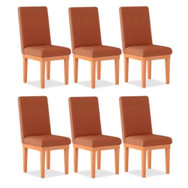 Imagem de Kit 06 Cadeiras Estofada Alice Para Sala De Jantar  Suede Vermelho - M