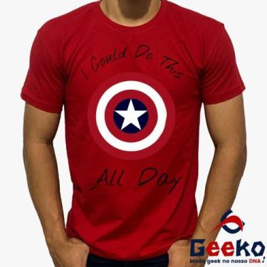 Imagem de Camiseta Capitão América 100% Algodão I Could Do This All Day Captain
