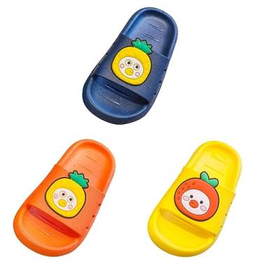 Imagem de Chinelos sapatos para meninas pequenas fundo antimacio meninos e meninas crianças sandálias de frutas design bonito de desenho animado casa, Amarelo + azul + laranja, 8 Toddler