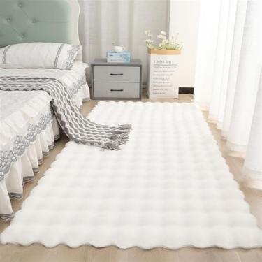 Imagem de Insun Tapete de área macio e fofo para sala de estar, tapetes laváveis grossos que não caem para quarto, tapete interno de pelúcia de coelho de pele sintética, branco, 1,8 m x 2,8 m