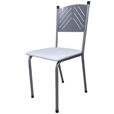 Imagem de Cadeira De Cozinha Jantar Metal Tubular Almofadada Estrutura Prata Ass