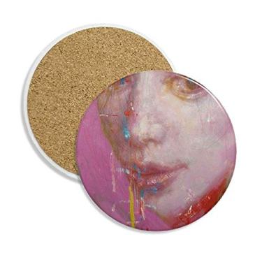 Imagem de Porta-copos de cerâmica com pintura a óleo Feise XJJ porta-copos com pedra absorvente para bebidas, presente de 2 peças