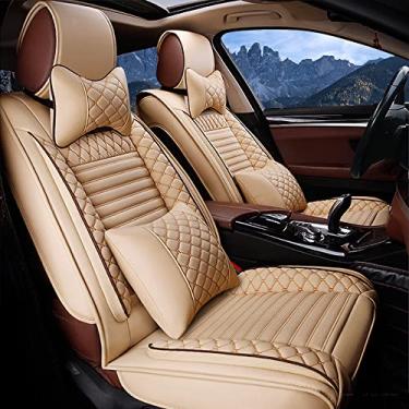 Imagem de Jialuode Capas de assento de carro compatíveis com Nissan Armada Cube Frontier Datsun NP300 Hardbody Winner Skystar Juke Xciter Kicks Leaf, modelo de carro protetor de assento de couro durável conjunto completo capa de almofada