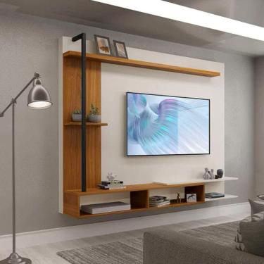 Imagem de Painel Onix Para Tv Até 65 Polegadas Com Nicho E Prateleira -Carvalho New/off Whi -Cor:Bege