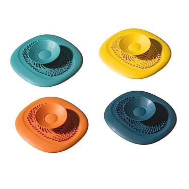 Imagem de HEMOTON 4 Pcs Tampa Do Ralo Do Chão Da Cozinha Drenar Coletor De Cabelo Tampa De Sucção Da Pia Plugue Do Filtro Da Pia Da Cozinha Anti-entupimento Acessórios De Drenagem Tpr