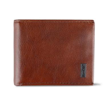 Imagem de Levi's Carteira masculina clássica dobrável com vários compartimentos para cartão e janela de identificação, Viajante marrom, One Size, Carteira clássica dobrável com vários compartimentos para cartão