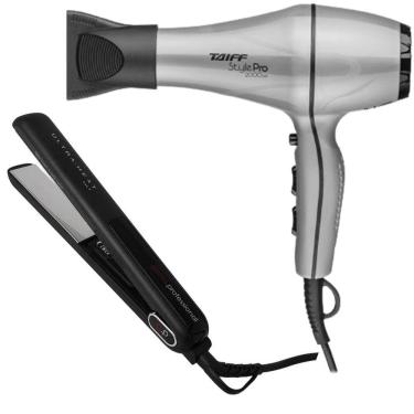 Imagem de Kit - Secador Taiff Style Prata Pro 2000W 220V + Prancha Gama G-Evo Iht Silk Chrome Titanium 250ºc