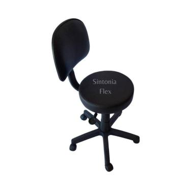 Imagem de Cadeira mocho com encosto secretaria - base com rodízio - regulagem de altura a gás  pra dentista tatuador corano preto