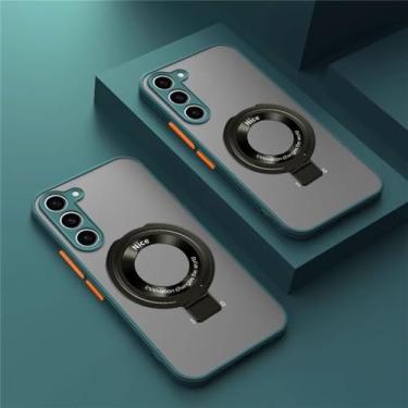 Imagem de Capa com suporte magnético para Samsung Galaxy S23 S22 S21 24 Ultra S20 FE Note 20 S10 Plus M54 Capa fosca de carga, verde escuro, para S24