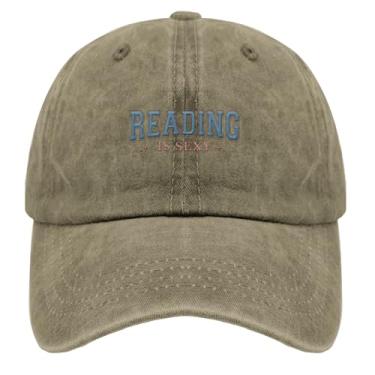 Imagem de Boné de beisebol Reading is Sexy Trucker Hat para adolescentes retrô bordado snapback, Pigmento cáqui, Tamanho Único