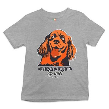 Imagem de Camiseta juvenil Life is Better with My Spaniel Pet Owner I Love My Dog Kids, Cinza, XG