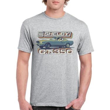 Imagem de Camiseta masculina vintage Shelby GT350 Shelby GT350 de corrida retrô Mustang Cobra GT Performance Powered by Ford, Cinza, 5G