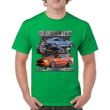 Imagem de Camiseta masculina Shelby All American Cobra Mustang Muscle Car Racing GT 350 GT 500 Performance Powered by Ford, Verde, G
