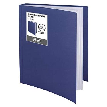 Imagem de Dunwell Fichário com mangas de plástico de 48 bolsos (azul) - livro de apresentação, pasta de carteira de 21 x 27 cm com protetores de folha transparentes, exibe documentos de 96 páginas,