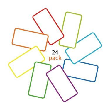 Imagem de SVNOOC Etiquetas removíveis apagáveis a seco, notas adesivas reutilizáveis, 24 peças, placa de identificação, arco-íris, nano adesivo em 12 cores para quadros brancos, armário, geladeira, escola,