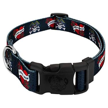 Imagem de Country Brook Petz - Coleira de cachorro Deluxe I Love Mom - Coleção Attitude com designs indomáveis (2,5 cm, grande)