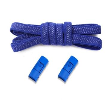 Imagem de No Tie Shoelaces Elastic Men And Women Casual Shoes Lazy Shoe Laces Colorful Press Metal Lock Flats Shoelace Accessories (Color : Royal blue)