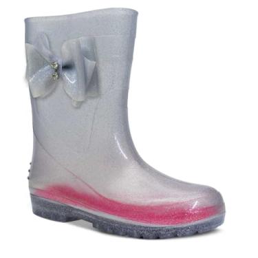 Imagem de Galocha Infantil Feminina Nº 25 ao 32 Bota Chuva Menina Botinha Impermeável 09.52 (Glitter Prata, BR, Criança de 4 a 8 anos, Numérico, 26)