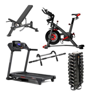 Imagem de Combo Home Gym - Bike Spinning Schwinn 800ic, Esteira Schwinn 510T, Kit 10 Halteres Emborrachados, Banco Ajustável e Barra de Exercícios - GY006K GY006K