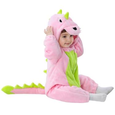 Imagem de TONWHAR Macacão de peça única para bebês e meninas, Dinossauro rosa, 5 Anos