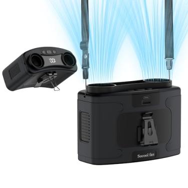 Imagem de Socool 10.000 mAh Ventilador de Cintura Portátil Clipe no Cinto Vestível Ventilador Pessoal Recarregável Operado por Pilha, Ventilador de Refrigeração 20H com 10 Velocidades e Motores Duplos, Pescoço