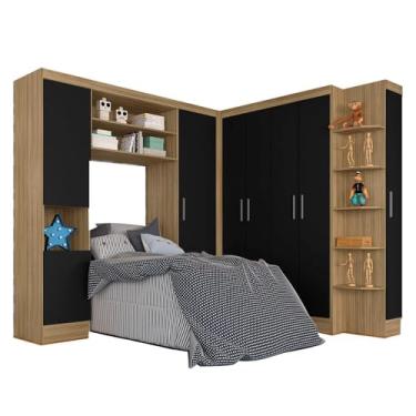 Imagem de Guarda Roupa Modulado Solteiro Andrea Boreal/preto - Móveis Arapongas Boreal/preto Fosco