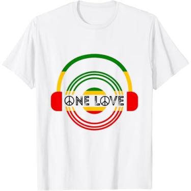 Imagem de Fone de ouvido Rastafari Roots One Pride Love Rastafari Camiseta, Branco, 4G