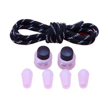 Imagem de No Tie Shoelaces Rubber Band For Shoes Round Elastic Laces Sneakers Lazy Sport Laces Without Binding Shoestrings(Black white)