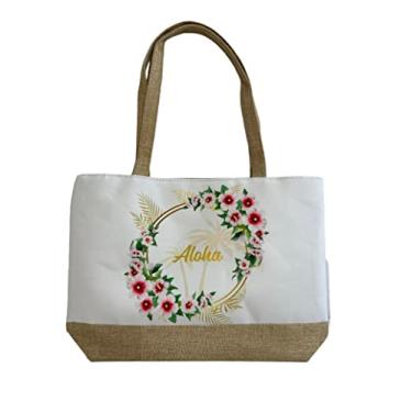 Imagem de Aloha Designs Bolsa de praia grande Aloha bolsa de ombro fralda academia Havaí bolsa de viagem, bolsa de piscina, bolsa noturna, bolsa de mão e bolsa de supermercado com decalque Aloha,