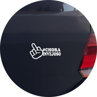 Imagem de Adesivo de Carro Chora Invejoso Dedo - Cor Branco - Melhor Adesivo, Br