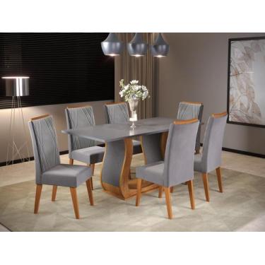 Imagem de Mesa de Jantar Retangular Vitalic com 6 Cadeiras Madeira Maciça Vegas 