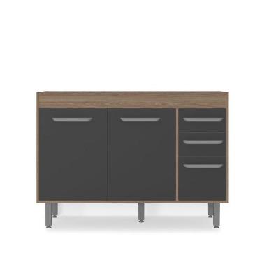 Imagem de Balcão 3 Portas 2 Gavetas 120 cm sem tampo Barcelona Poliman - Poliman