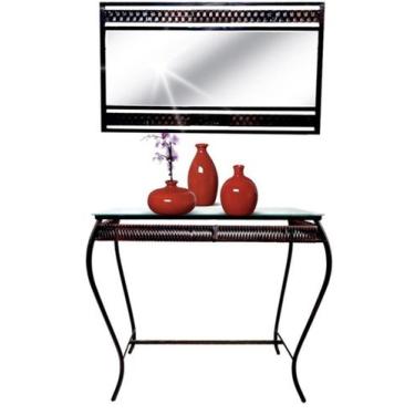 Imagem de Aparador para Sala e Moldura com Espelho Black - Deco Decor