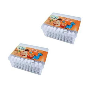 Imagem de Kit 2 Cotonetes Hastes Flexíveis Enlace Para Bebês Com 50 Unidades