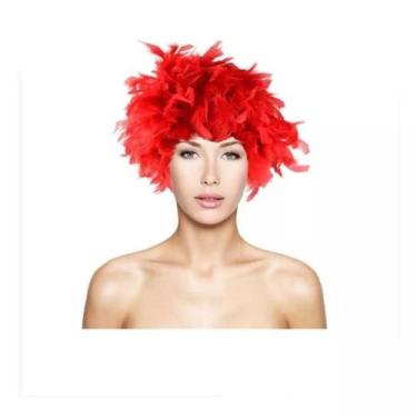 Imagem de Peruca de Pena Pluma Carnaval Festa Fantasia Cosplay - Brasil Flex, Ve