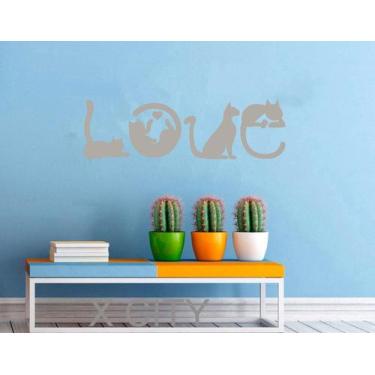 Imagem de Adesivo Gato Love  TAMANHO 70cm x 20,5cm - Decoração Quartos, Salas, P