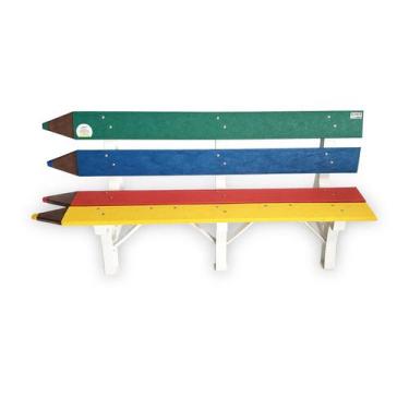 Imagem de Banco lápis em madeira plástica colorida com 3 lugares e 4 tábuas 100%