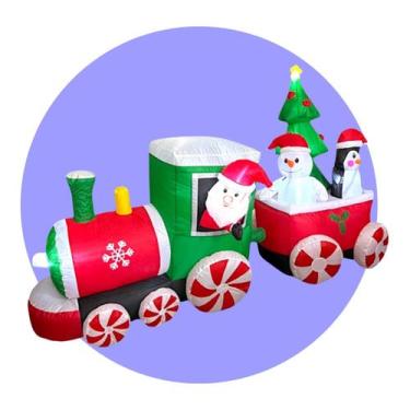 Imagem de Trem Natalino Papai Noel Inflável C/Luz Enfeite Natal 2,30m - Top Nata