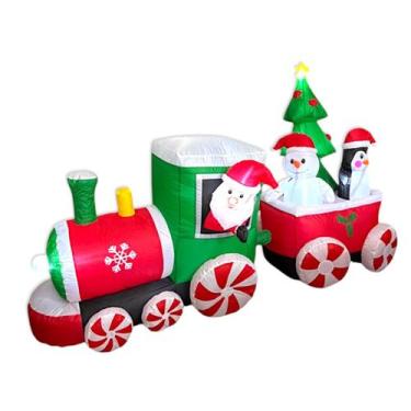 Imagem de Trem Natalino Papai Noel Inflável Luz Decoração Bivolt 2,30m - Top Nat