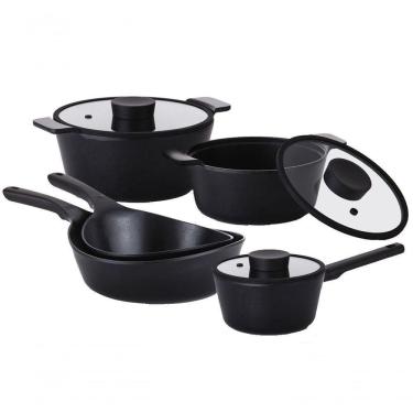 Imagem de Conjunto De 5 Panelas Vulkan Em Cerâmica Para Indução Neoflam Preto