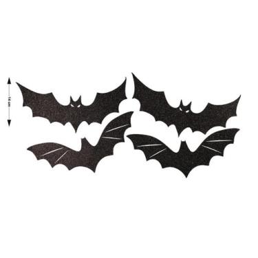 Imagem de 4 Aplique Morcego Batman EVA Glitter Festa de Halloween 14 cm Vivarte 