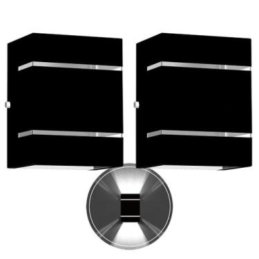 Imagem de 2 Arandelas Externa 2 Frisos Foco Fachos Parede Muro Preto - MARRYLUZ