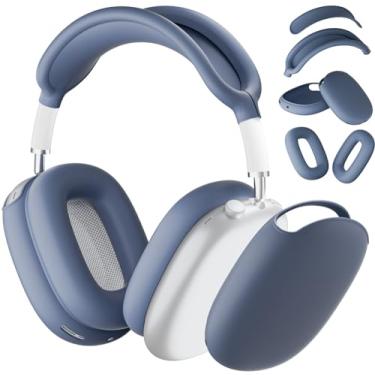 Imagem de ATUAT Capa para fones de ouvido AirPods Max, capa protetora de silicone, acessórios de pele anti-arranhões para mulheres e homens para Apple AirPods Max 2024/2020 (USB-C/Lightning), cinza lavanda